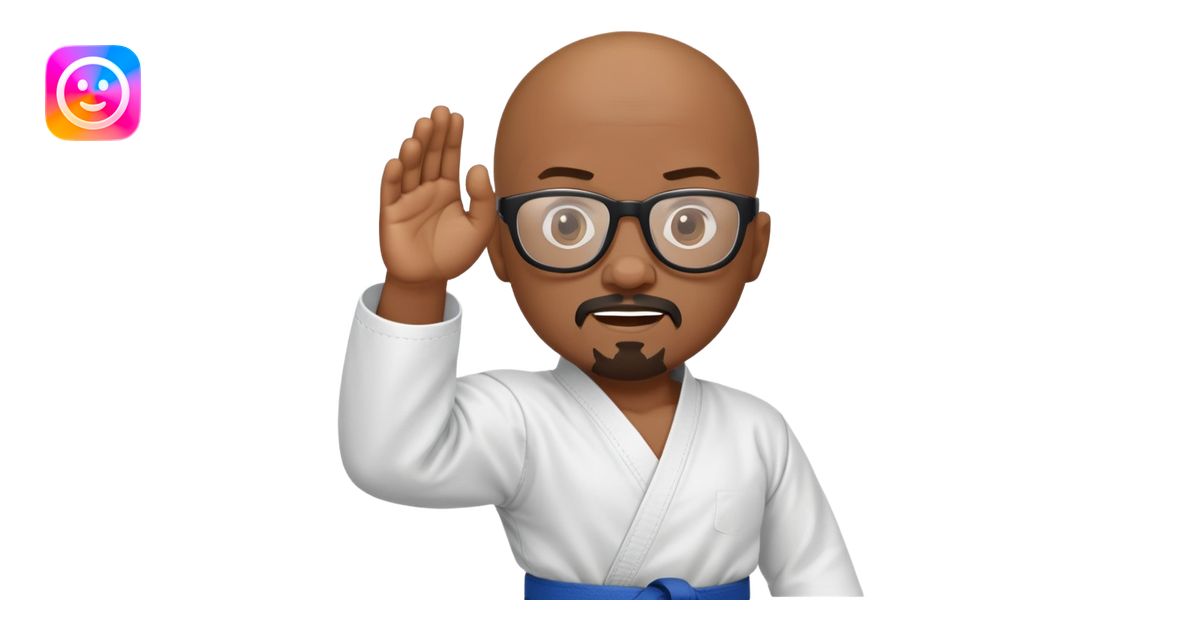 Bald black man Gootee glasses karate emoji | AI Emoji Generator