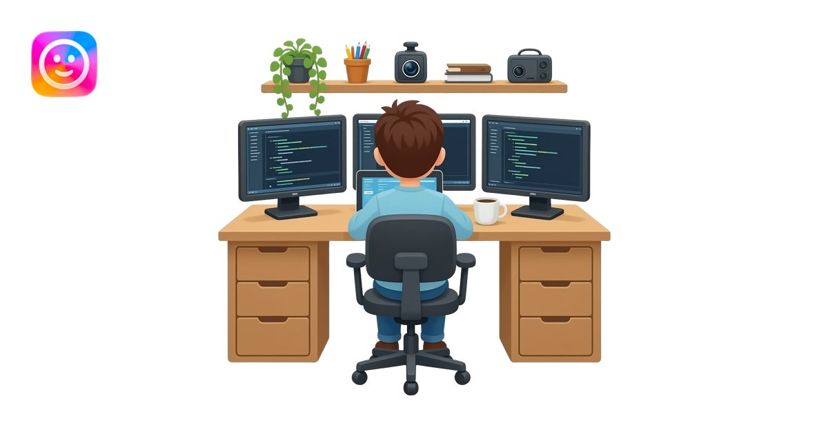 une personne qui code sur sont ordinateur emoji | AI Emoji Generator