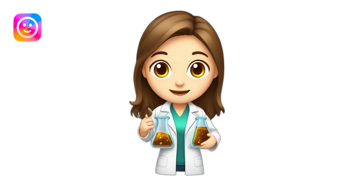 Cute Chemist Lab girl long brown hair chemistry analysis experiment ...