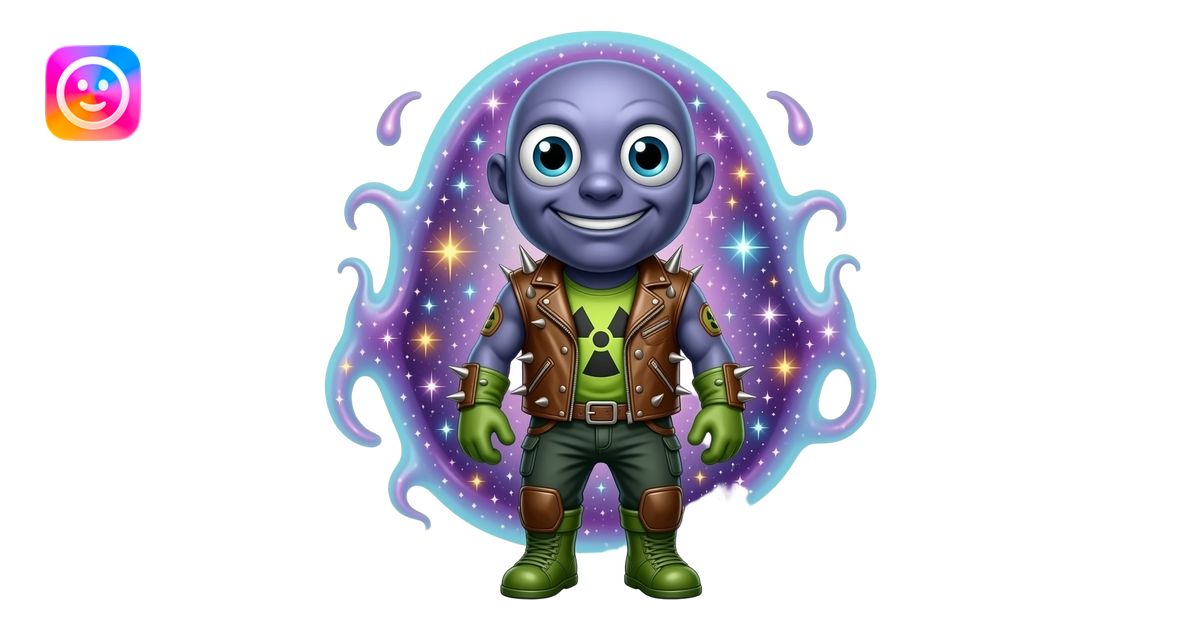 Full-body mascot of a floating cosmic nebula entity with swirling ...