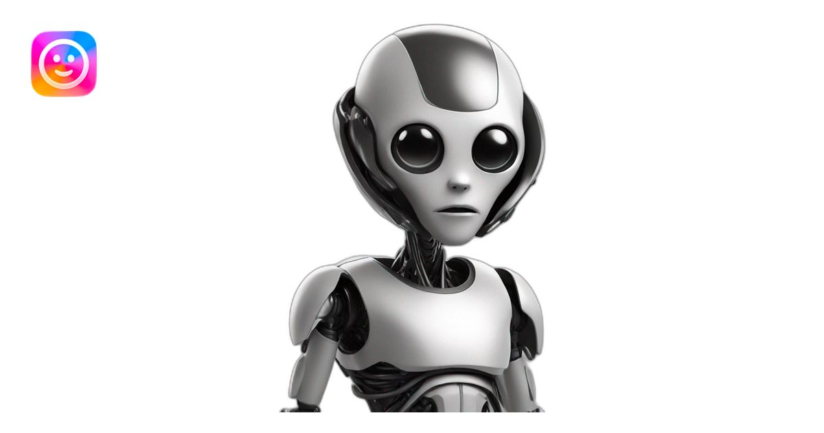 alien titanium ai Chatbot black and white emoji | AI Emoji Generator