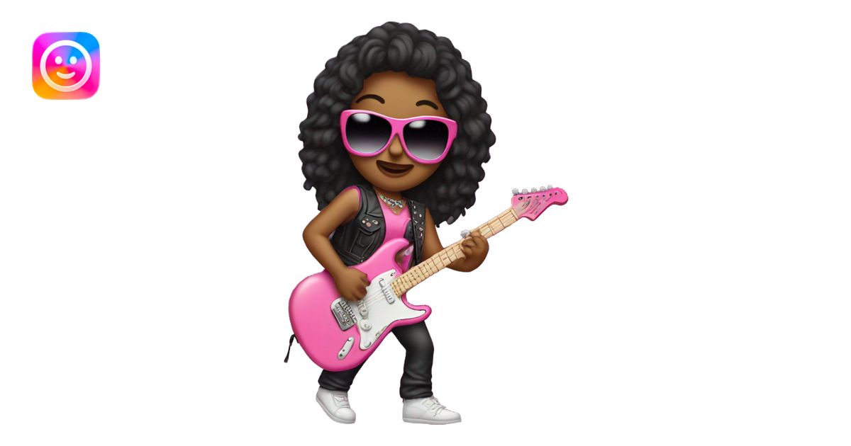 1980s Female Rockstar in pink emoji | AI Emoji Generator