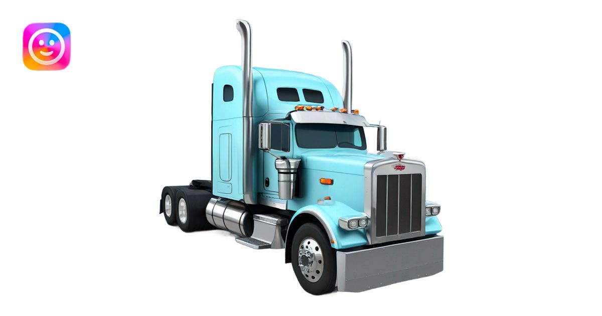 Peterbilt 389 sky blue with flat top and slash cut exhaust stacks and ...
