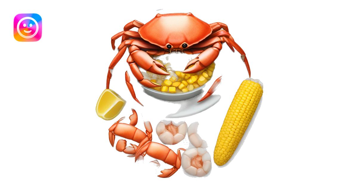 crab boil on a plate with shrimp and corn emoji | AI Emoji Generator