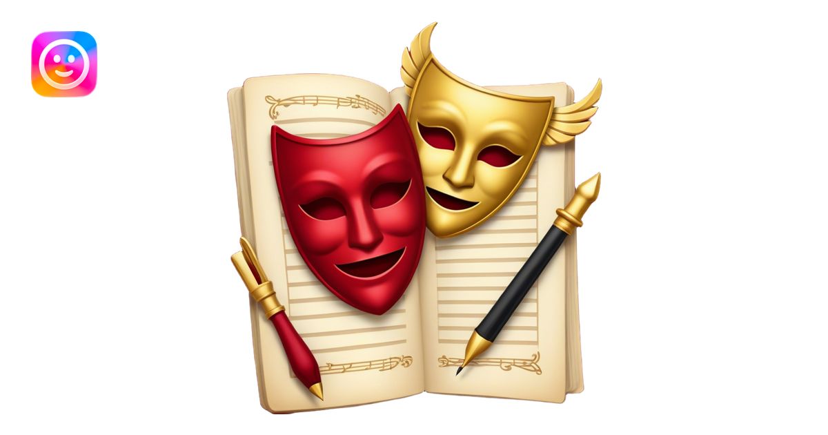 Create a bold and dramatic emoji representing the art of playwriting ...