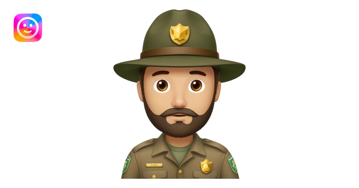Male Park Ranger with beard emoji | AI Emoji Generator