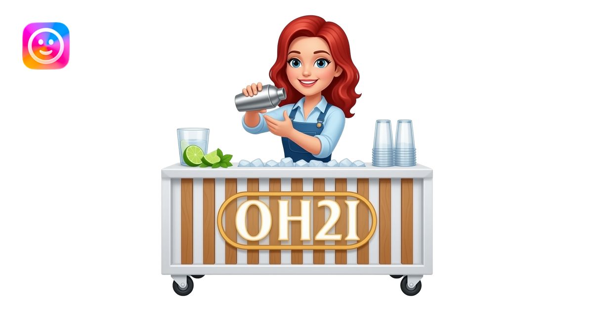 3D emoji of a red-haired woman bartender shaking a silver cocktail ...