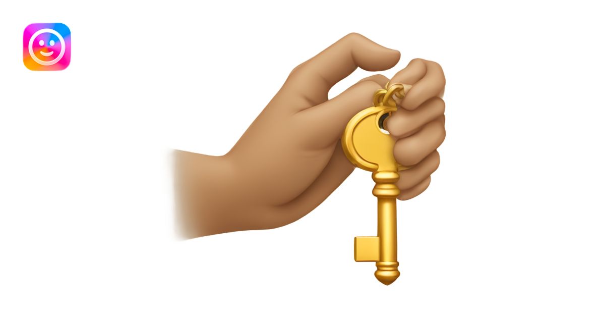 a light brown hand giving someone a gold key emoji | AI Emoji Generator