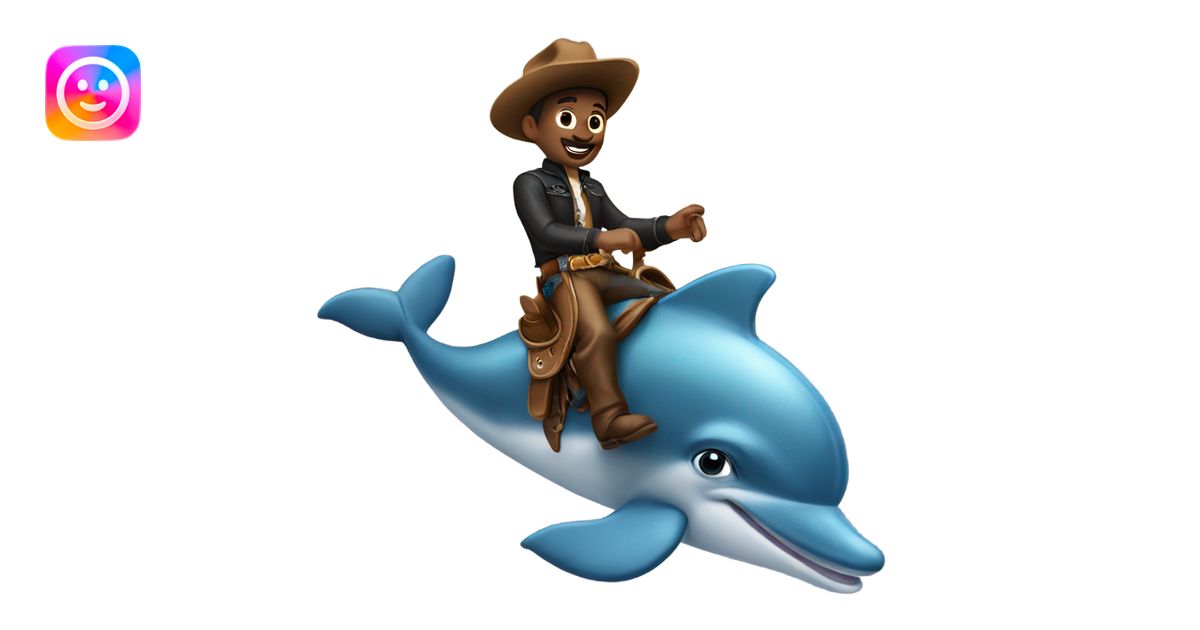 Cowboy riding a dolphin emoji | AI Emoji Generator