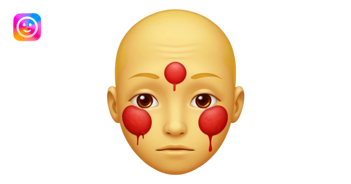 A circular yellow face with many herpes sores that are close together ...