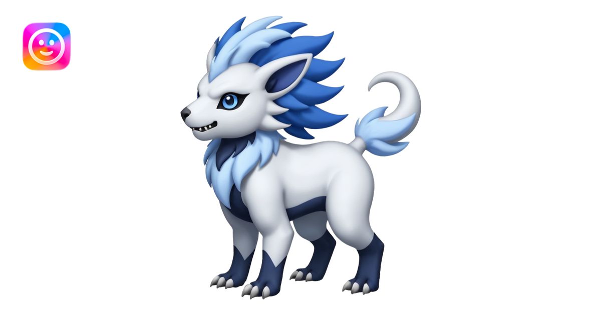 Garurumon-Absol-fusion-creature (full body emoji | AI Emoji Generator