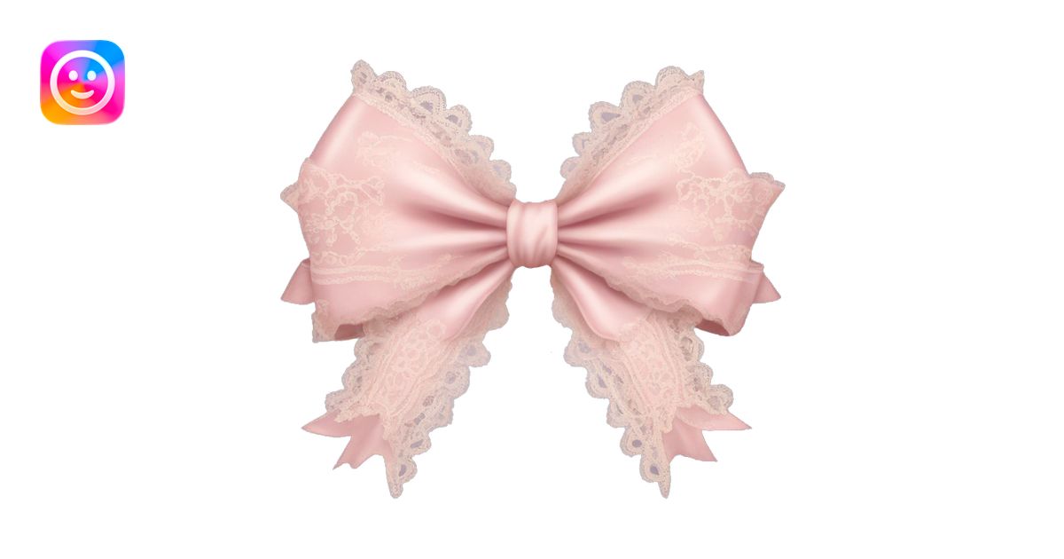 vintage rococo light pink bow with lace and frills emoji | AI Emoji ...
