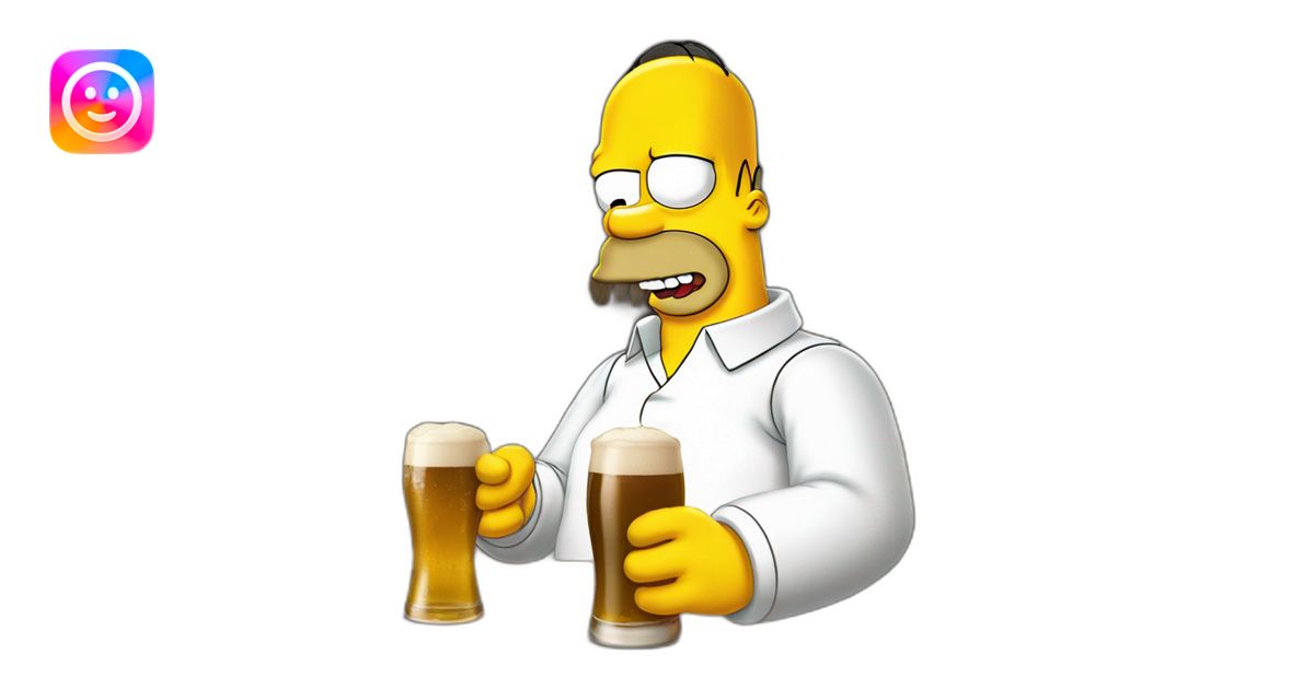 Homer Simpson qui boit une bière emoji | AI Emoji Generator