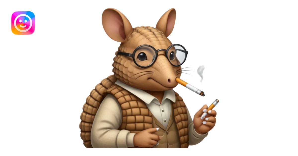 armadillo smoking cigarette whos always coding 24/7 emoji | AI Emoji ...
