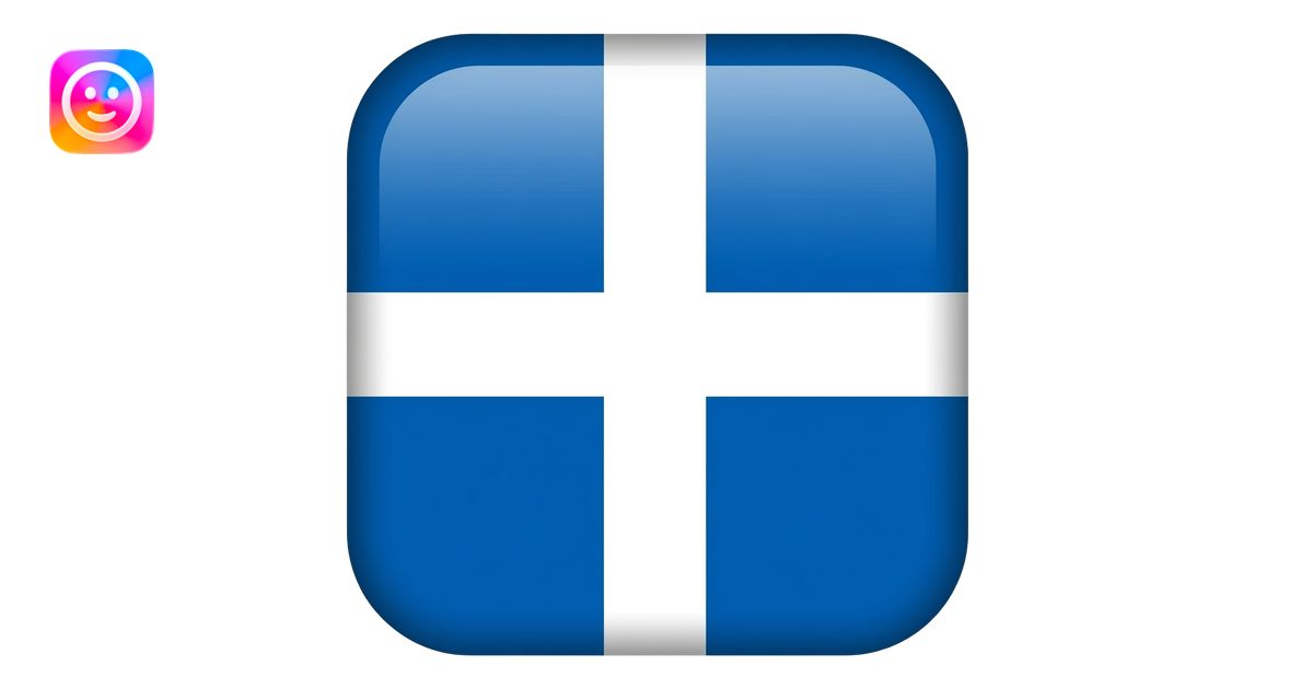 Flag emoji. The flag has a blue background (azure) and there is a white ...