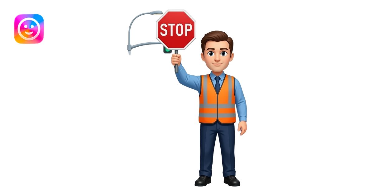 crossing guard stopping traffic on both sides emoji | AI Emoji Generator