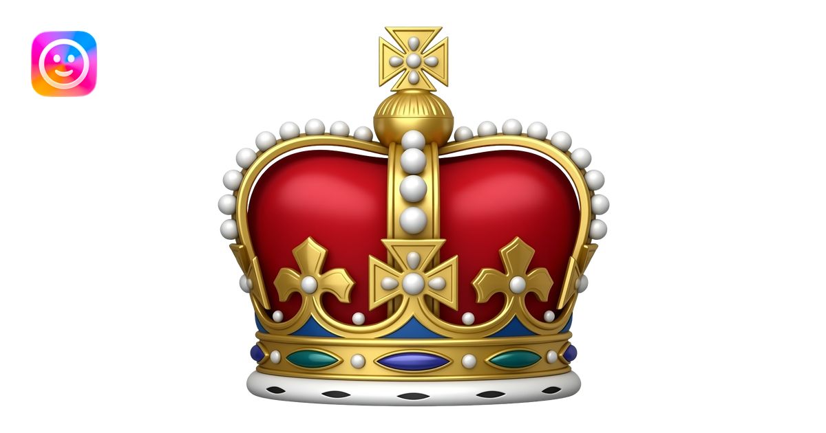 Royal crown in elegant red, blue, and white, British royal style emoji ...