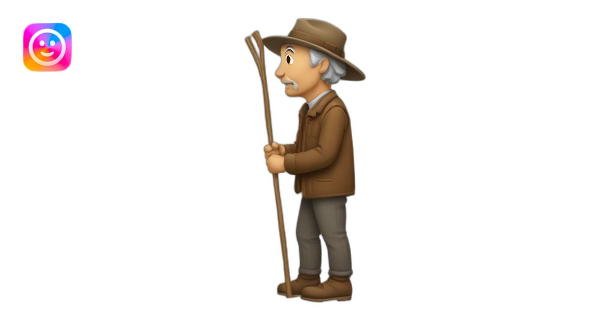 an Oldman with a stick, side view emoji | AI Emoji Generator