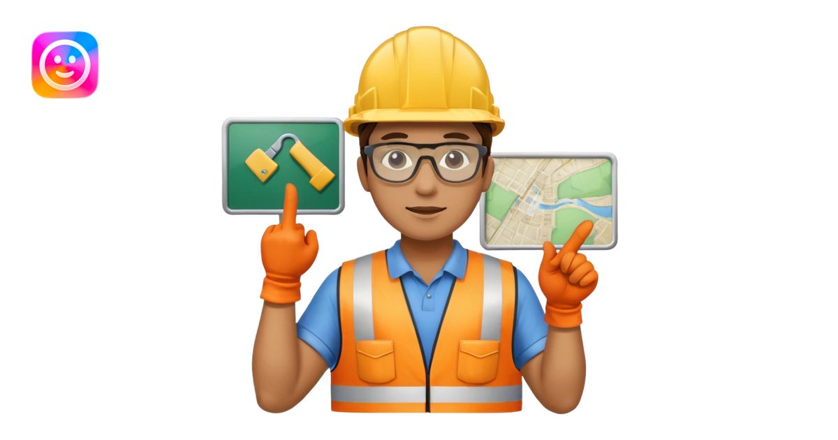 Worker pointing at construction site map emoji | AI Emoji Generator