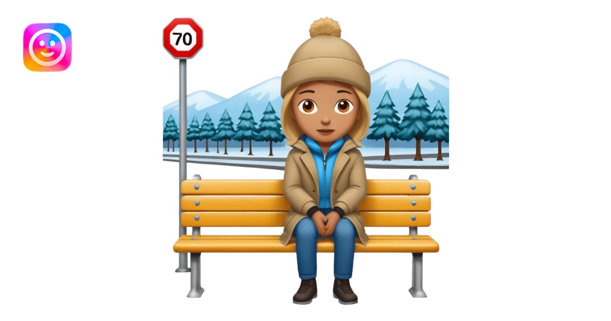 person sitting on a bench at a bus stop emoji | AI Emoji Generator