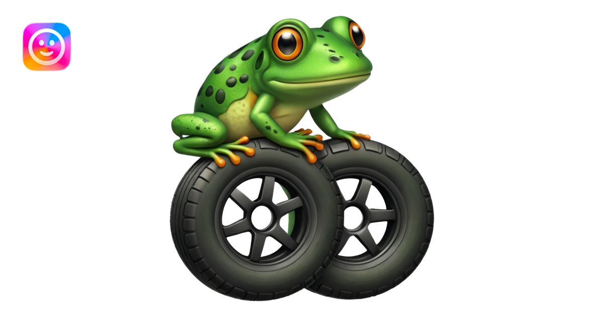 Frog Has Tire Body emoji | AI Emoji Generator