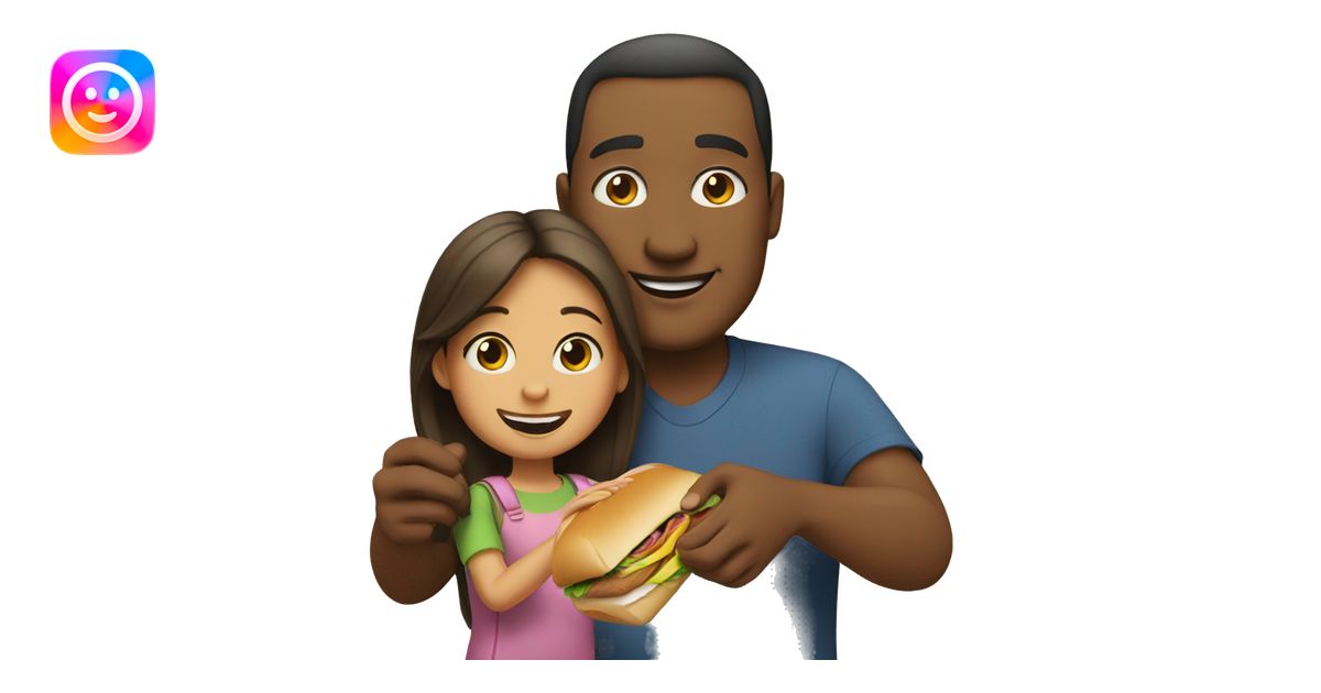 Dad giving his daughter a subway sandwich emoji | AI Emoji Generator