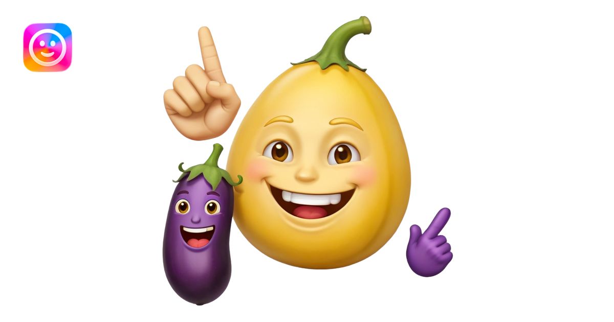 Mad emoji laughing with an eggplant next to him doing a middle finger ...