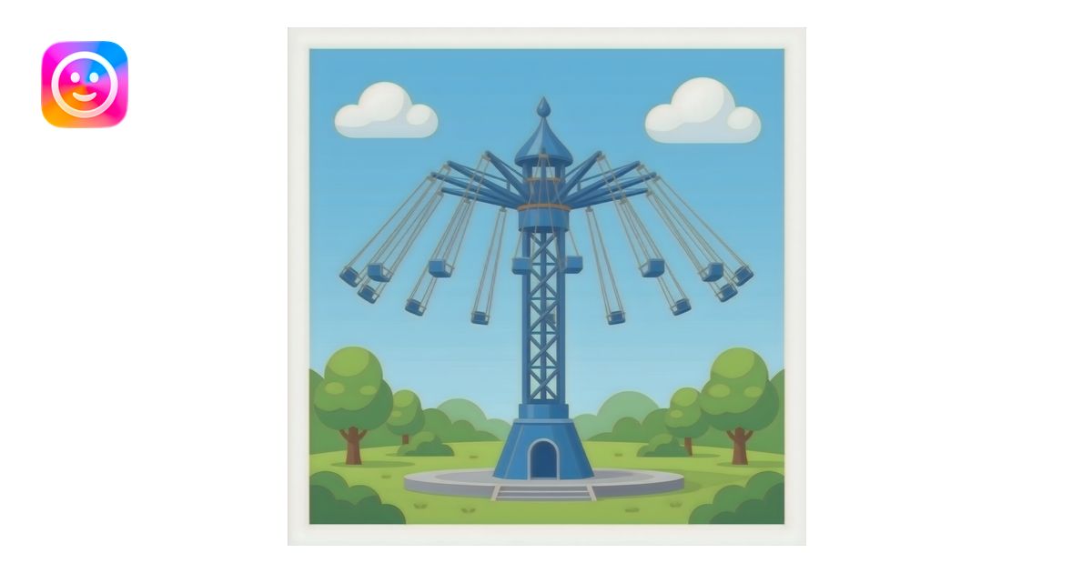 blue colored vertical drop tower carnival ride, empty single row of ...