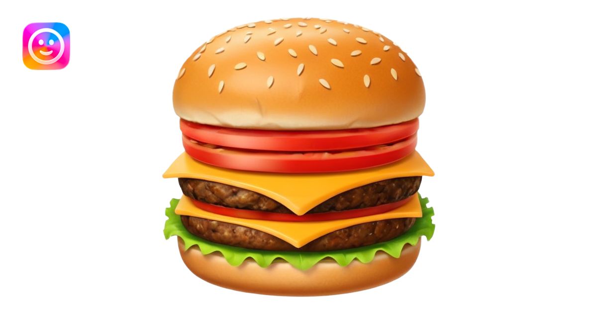 Cheese and tomato and vegetables Burger no beef emoji | AI Emoji Generator