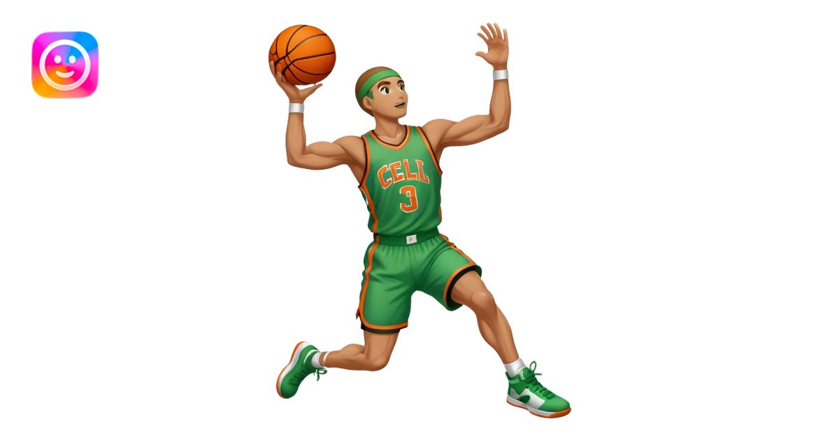 Cell from the anime-dragonball dunking a basketball with a jersey name ...