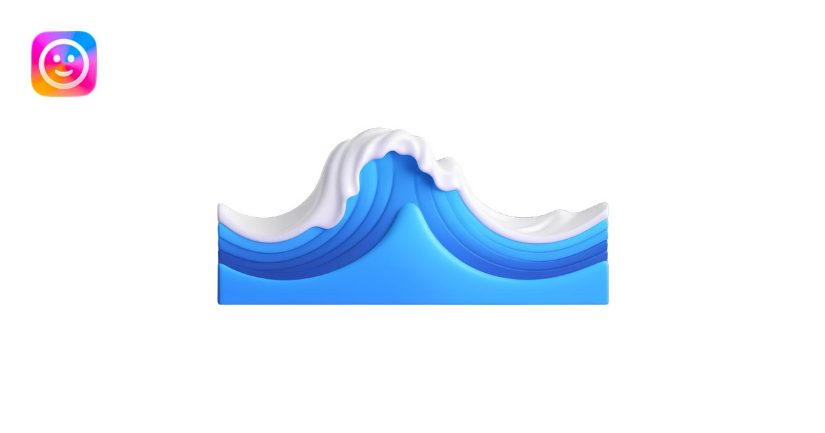 Make a wave emoji that looks exactly like the reference image, in iOS ...