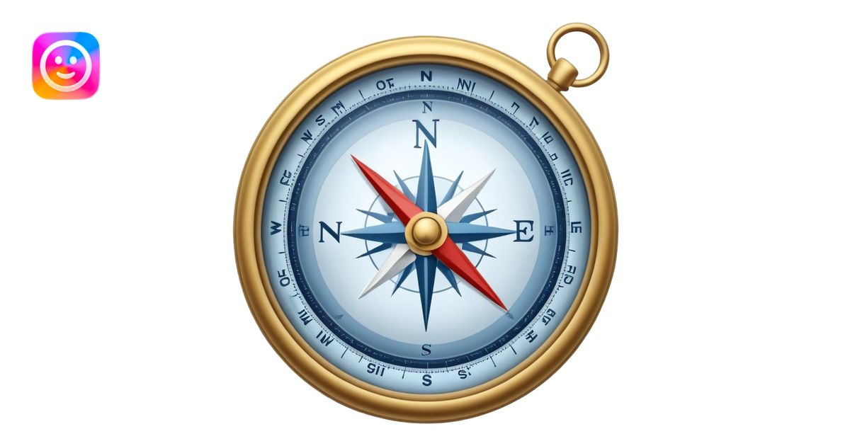 A compass pointing north, with the 'N' clearly marked. Cold, snowy ...