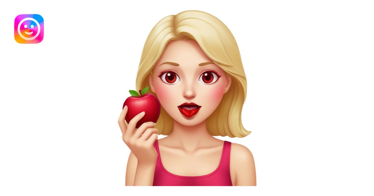 A raspberry herself eats an apple emoji | AI Emoji Generator