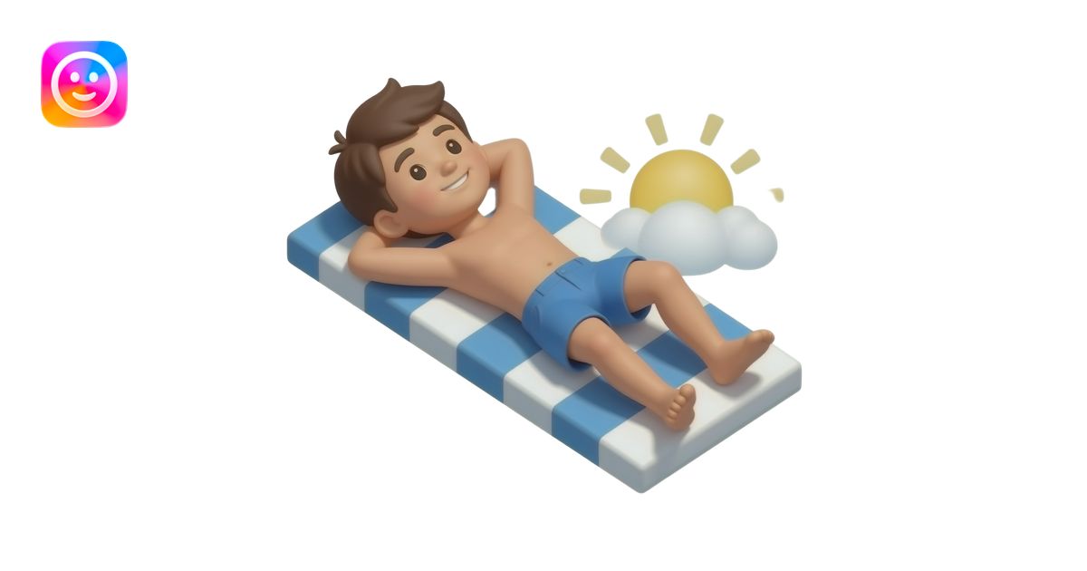 sunbathing boy top view isometric no background emoji | AI Emoji Generator