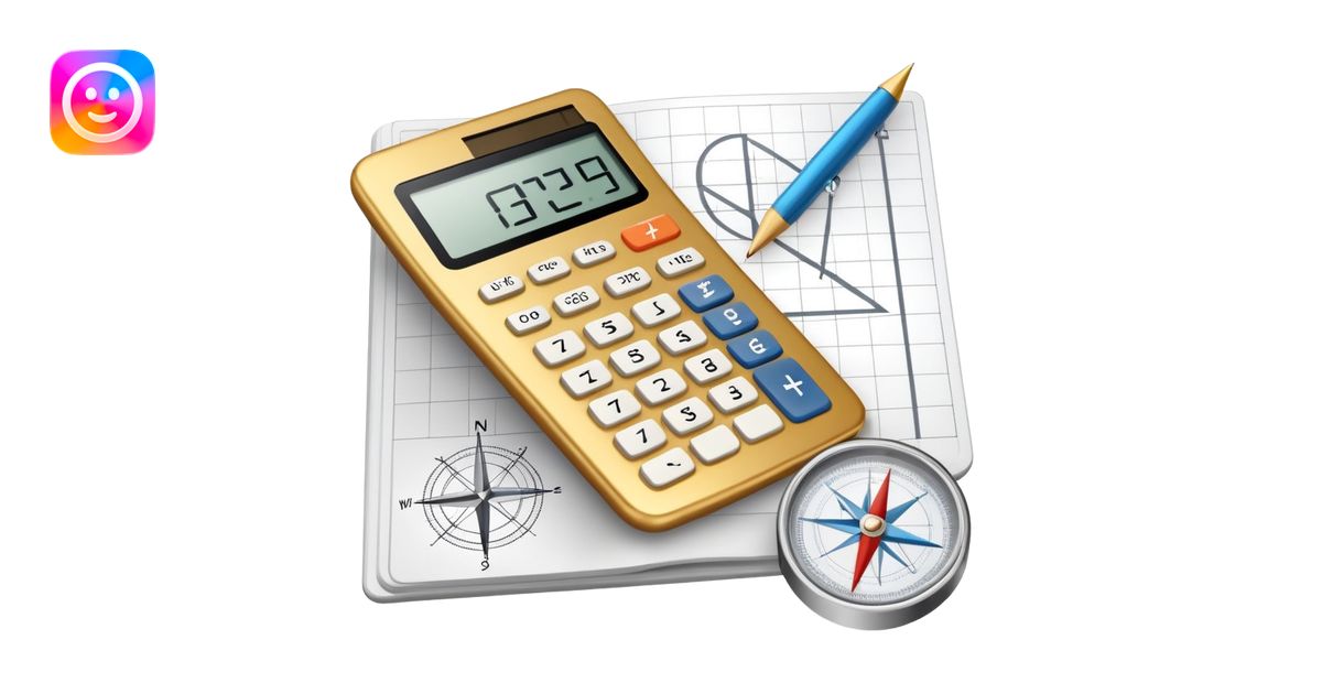 An icon featuring mathematical formulas, a calculator, geometric shapes ...