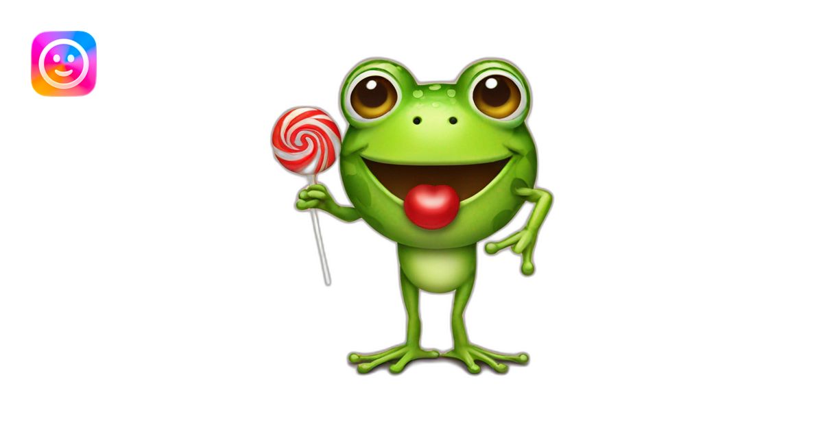 Frog holding a lollipop emoji | AI Emoji Generator