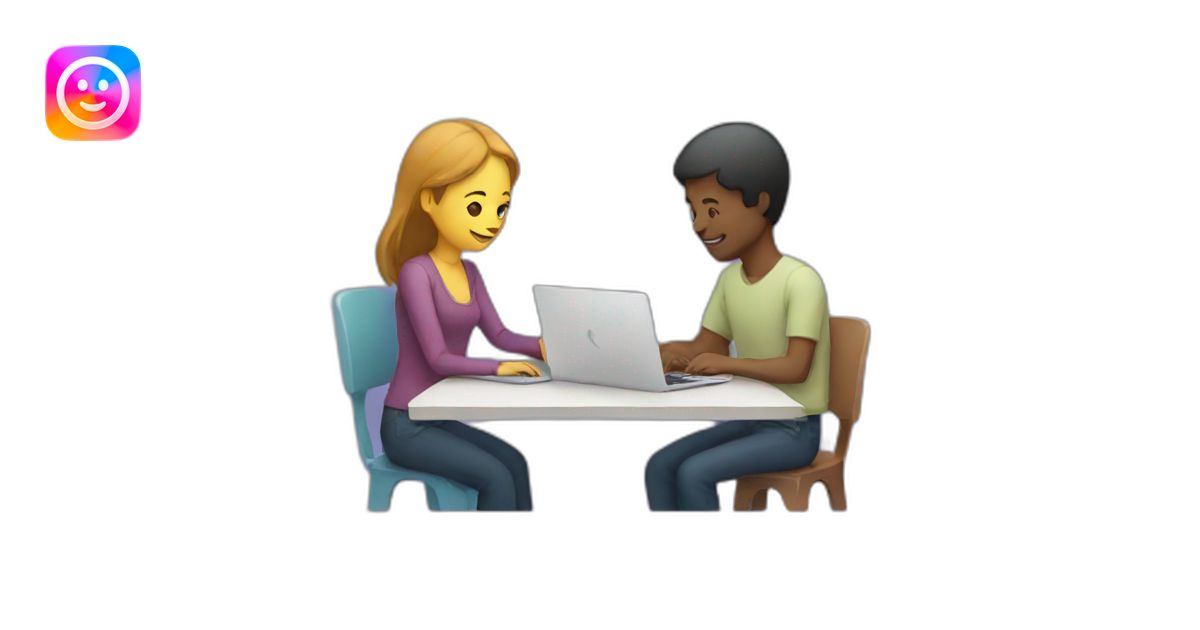 two people working on laptops together emoji | AI Emoji Generator