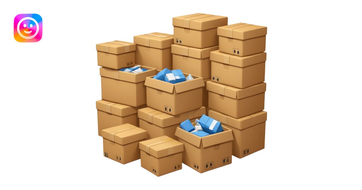 Generate a realistic emoji-style of a overfilled storage room where the ...