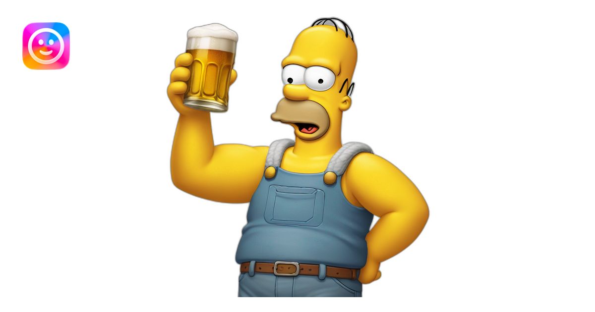 Homer Simpson qui boit une grosse bière duff emoji | AI Emoji Generator