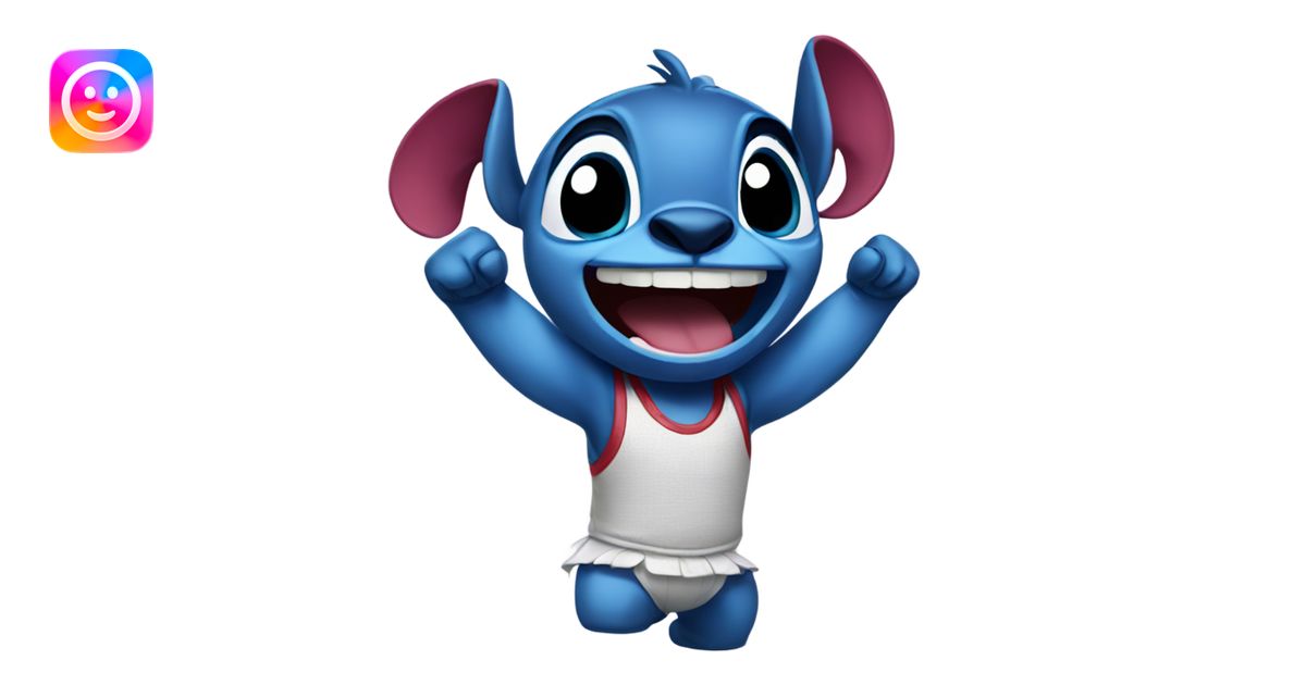 Stich doing cheer emoji | AI Emoji Generator