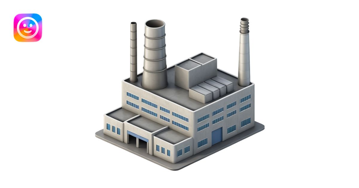 a simple factory building with a 3D feel emoji | AI Emoji Generator