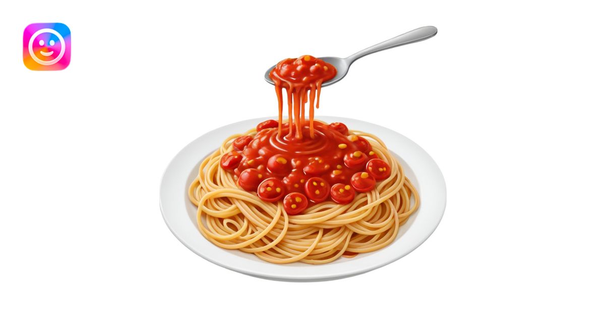 spaghetti pasta with tomato sauce in de top emoji | AI Emoji Generator