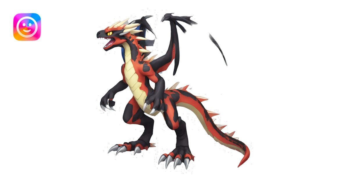 Cool Edgy Digimon-Fakemon-Dragon with edgy markings full body emoji ...