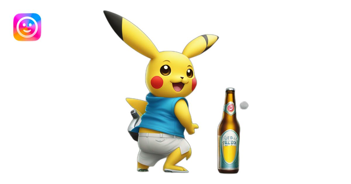 Pikachu qui joue au golf avec une bière à la main emoji | AI Emoji ...