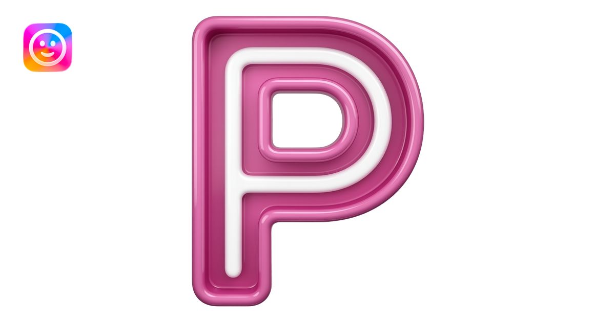 two letters P displayed in three-dimensional neon emoji | AI Emoji ...
