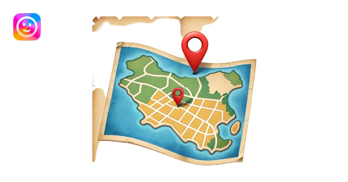 a map with a pin emoji | AI Emoji Generator