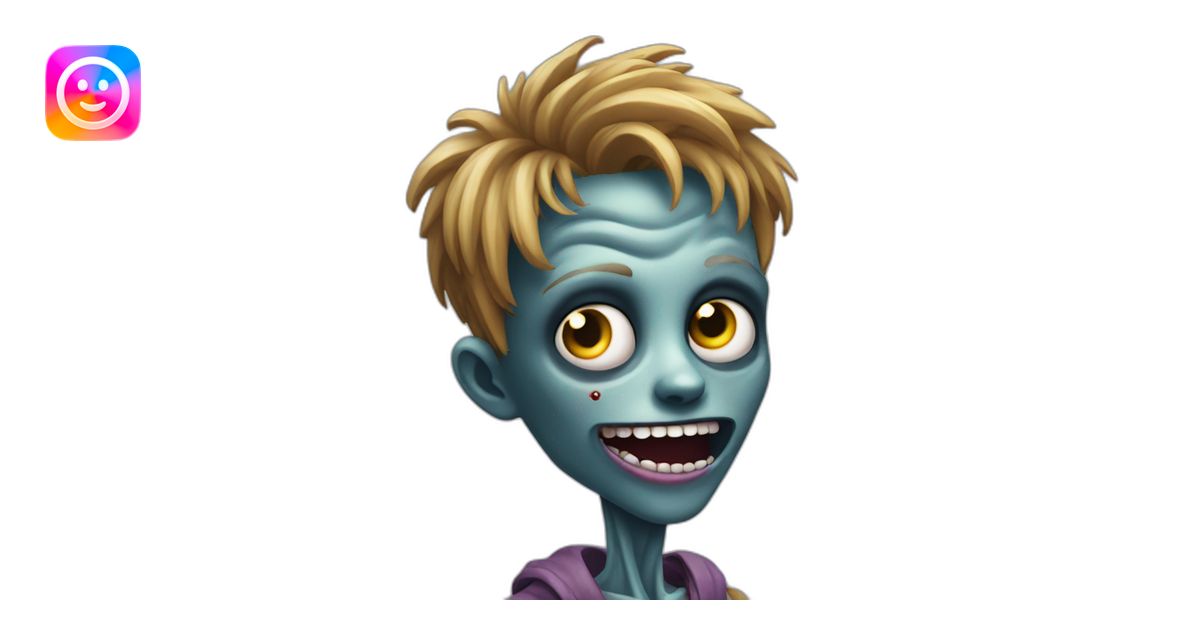 A young zombie scrolling on TikTok emoji | AI Emoji Generator
