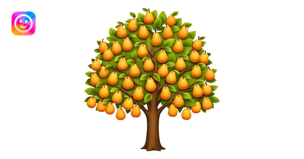 Pear Tree colorful,yaprakları sarı emoji | AI Emoji Generator