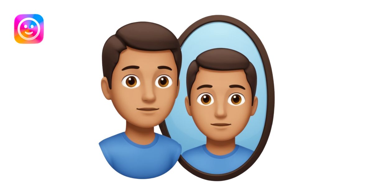 backside of a man 3/4 angle with the opposite view in the mirror emoji ...