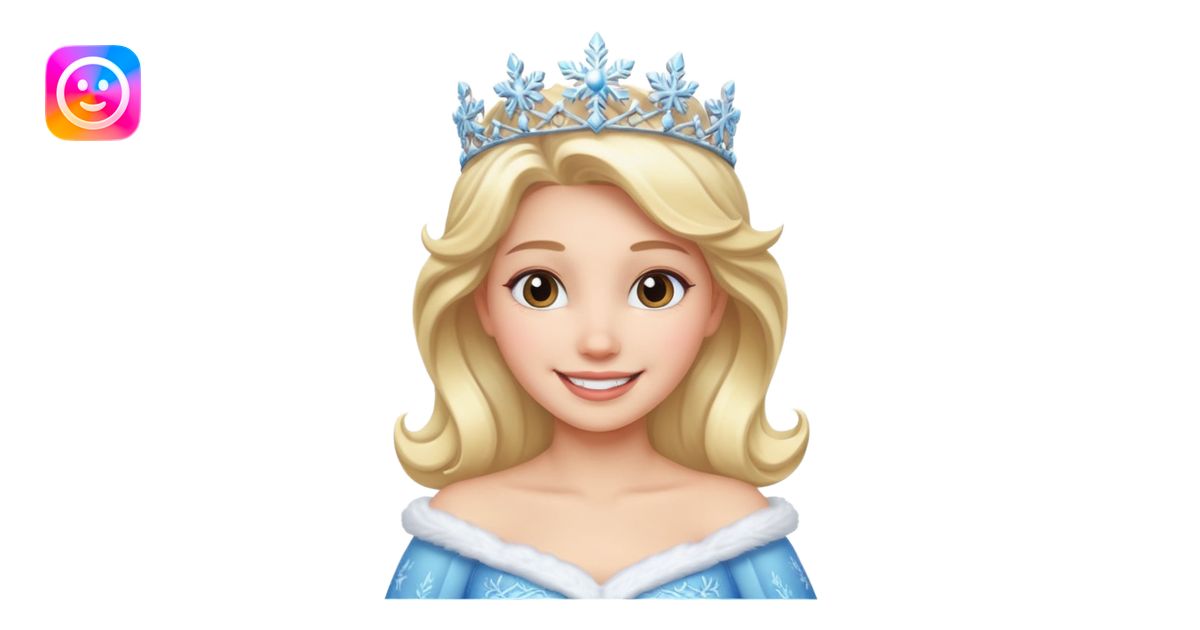 a smiling snow princess emoji | AI Emoji Generator